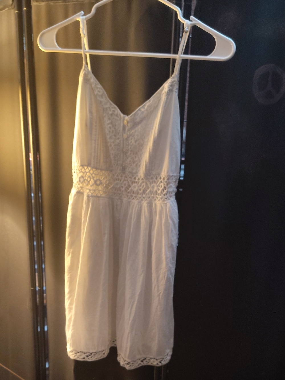 White Lace-Trim Mini Dress - Unbranded